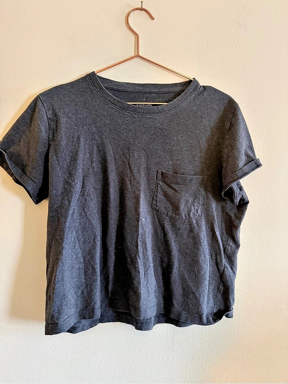 Everlane The Organic Cotton Box-Cut Pocket Tee Gray Size Small